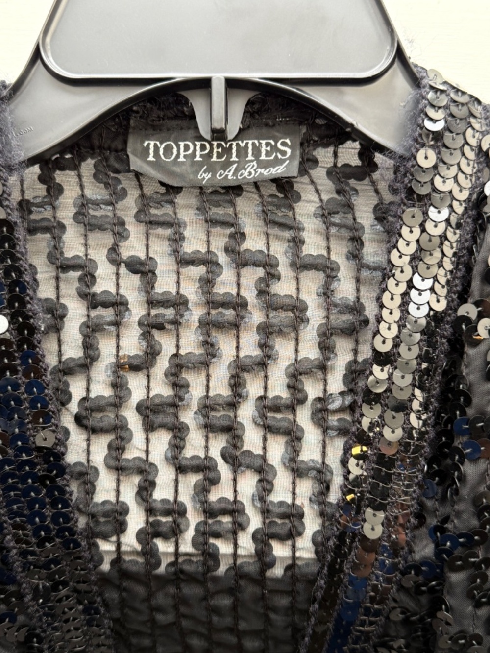 Vintage 80s Toppettes Black Sequin Evening Party Jacket Cardigan - Picture 4 of 9
